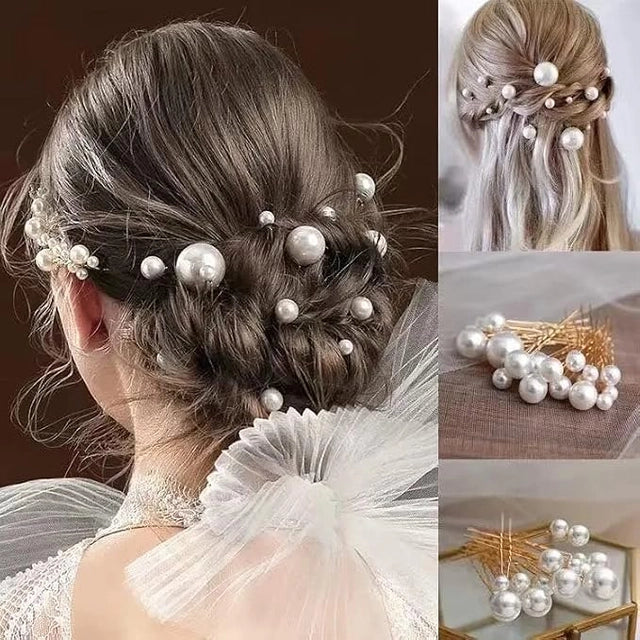 Pearl bridal hair pins and wedding hair accessories