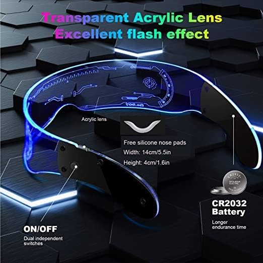 Led Glasses 7 Colors & 5 Modes, Rectangular, Retro, Multicolour (7 - product photo 4