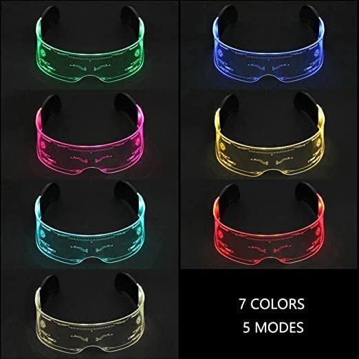 Led Glasses 7 Colors & 5 Modes, Rectangular, Retro, Multicolour (7 - product photo 2
