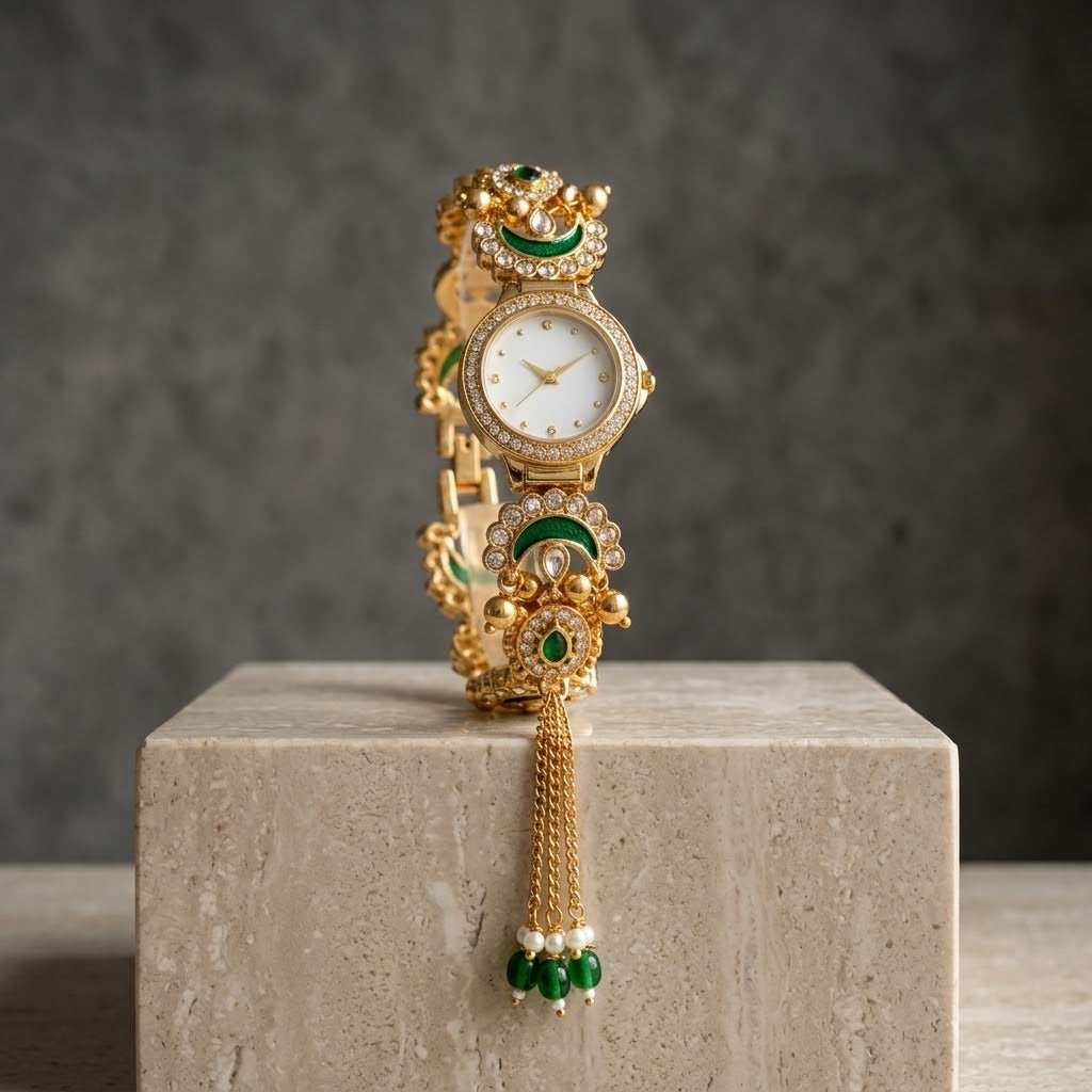 Boho Gold-Plated Tassel Bracelet Watch