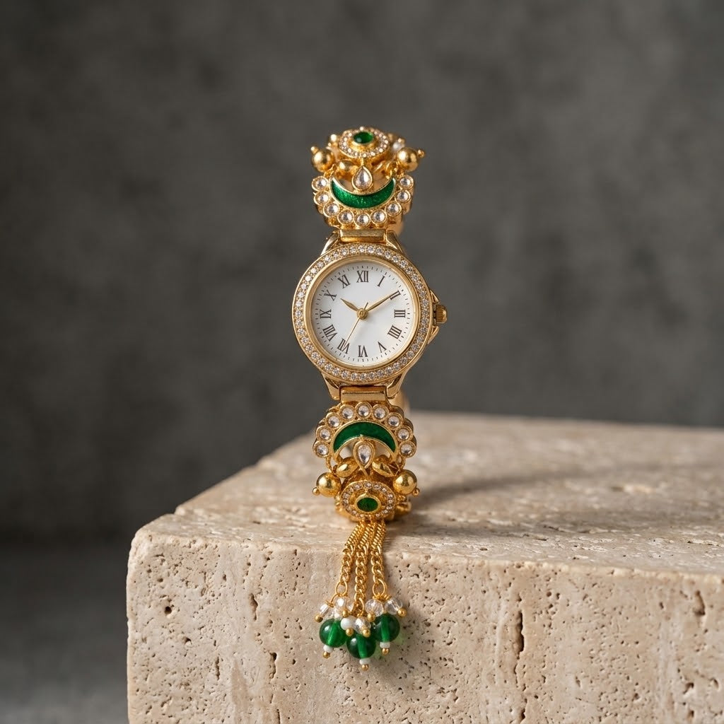 Boho Gold-Plated Tassel Bracelet Watch