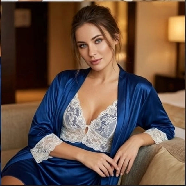Xs and Os Women's Satin Solid Above knee Nightwear - product photo 3