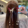Luxury Butterfly Hair Claw Clip with Sparkling Rhinestones, Velvet Flowers - product photo 1