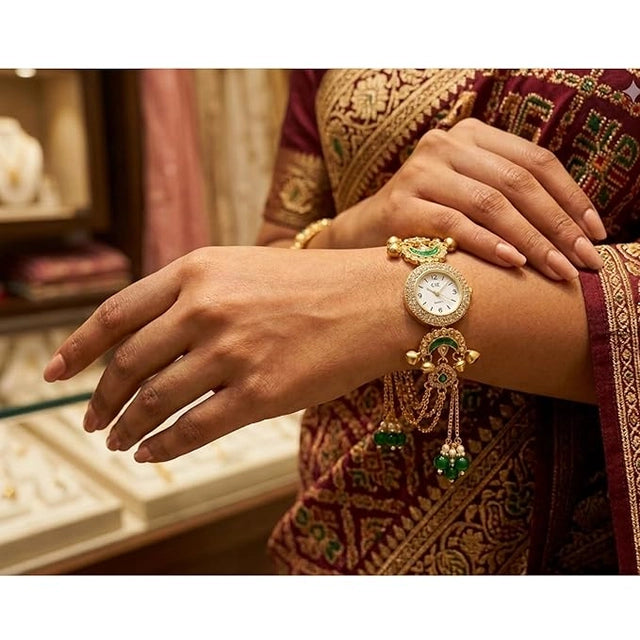 Boho Statement Jewelry Watch - Women Vintage Gold Plated Tassel Bracelet | - product photo 3