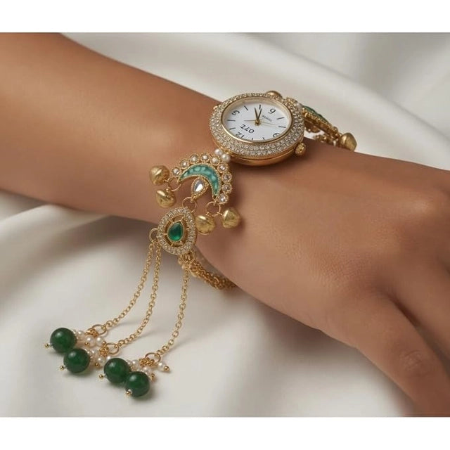 Boho Statement Jewelry Watch - Women Vintage Gold Plated Tassel Bracelet | - product photo 2